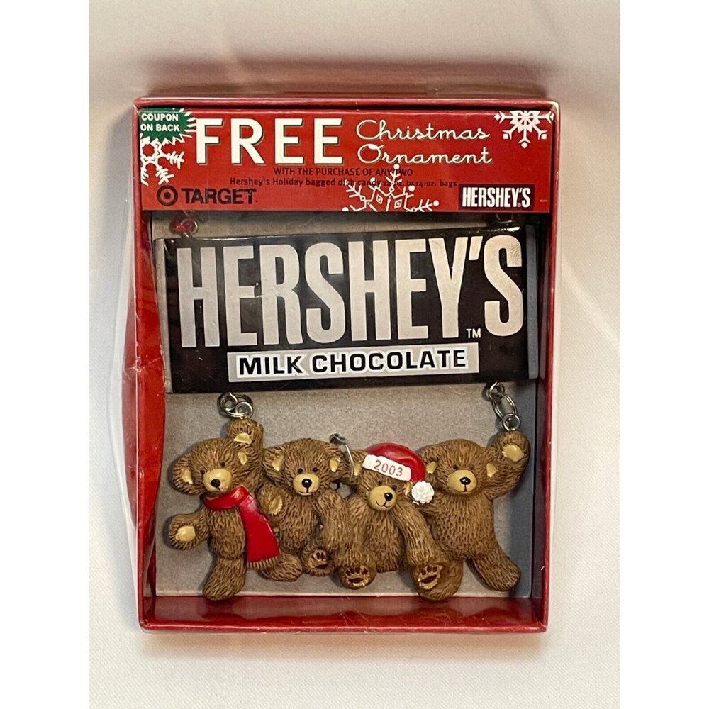 Hersheys Chocolate Teddy Bears Christmas Ornament 2003 new